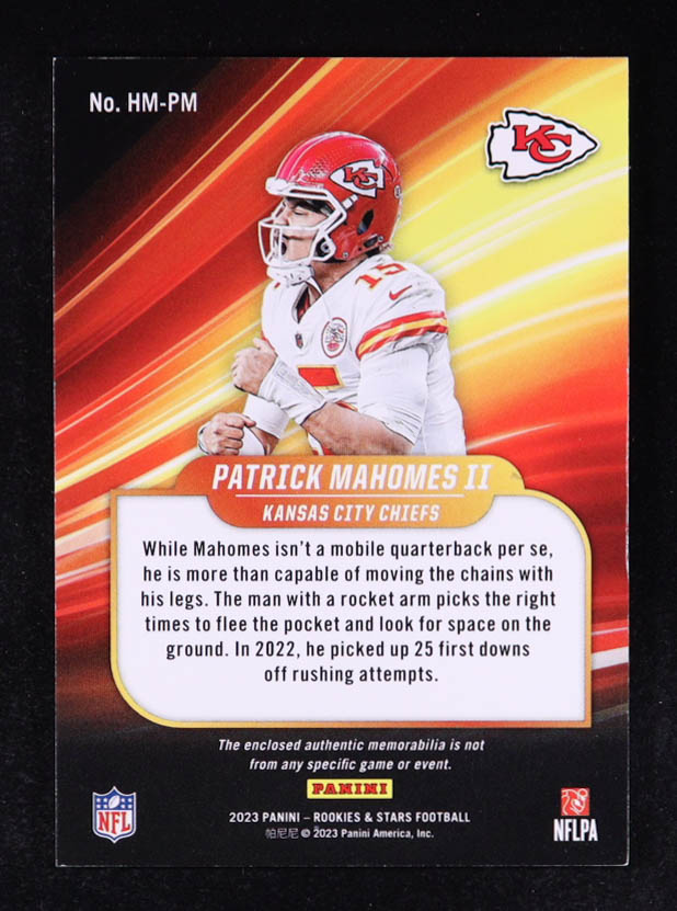 Patrick Mahomes II 2023 Rookies and Stars High Octane Memorabilia #16 #254/399 at PristineAuction.com Patrick Mahomes II 2023 Rookies and Stars High Octane Memorabilia #16 #254/399 at PristineAuction.com