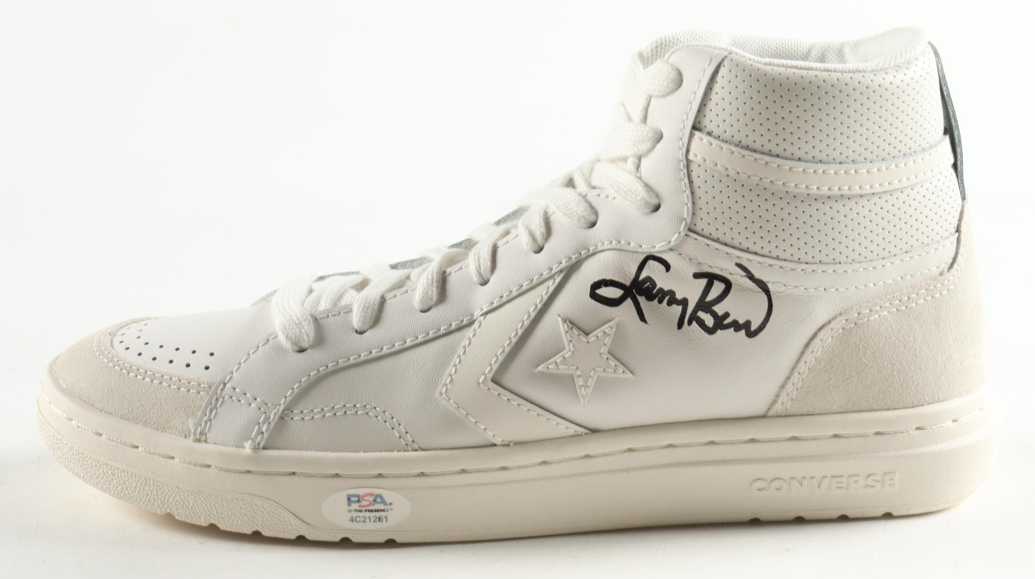 Larry Bird Signed Converse Basketball Shoe with Display Stand (Beckett) at PristineAuction.com Larry Bird Signed Converse Basketball Shoe with Display Stand (Beckett) at PristineAuction.com