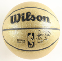Larry Bird Signed NBA Gold Edition Basketball With Display Stand (PSA) at PristineAuction.com
