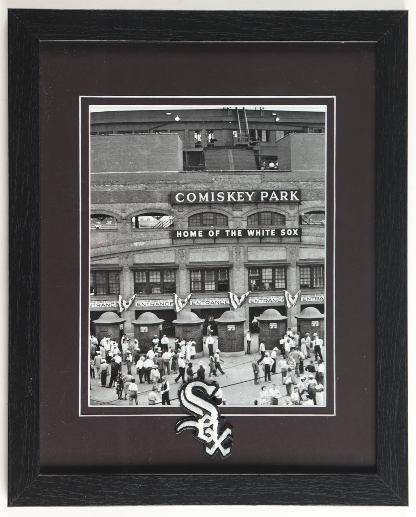 "White Sox Comisky Park" Custom Framed Photo Display with White Sox Pin at PristineAuction.com "White Sox Comisky Park" Custom Framed Photo Display with White Sox Pin at PristineAuction.com