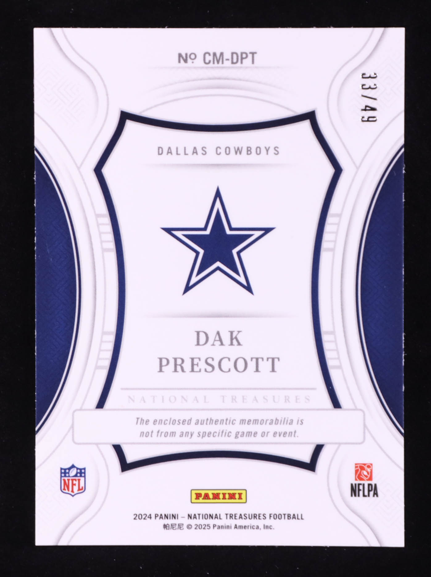 Dak Prescott 2024 Panini National Treasures Century Materials Gold #26 #33/49 at PristineAuction.com Dak Prescott 2024 Panini National Treasures Century Materials Gold #26 #33/49 at PristineAuction.com
