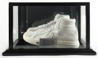 Larry Bird Signed Converse Basketball Shoe With Name Plaque Display Case (PSA) at PristineAuction.com