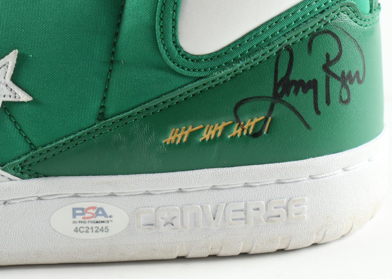 Larry Bird Signed Converse Basketball Shoe With Name Plaque Display Case (PSA) at PristineAuction.com Larry Bird Signed Converse Basketball Shoe With Name Plaque Display Case (PSA) at PristineAuction.com
