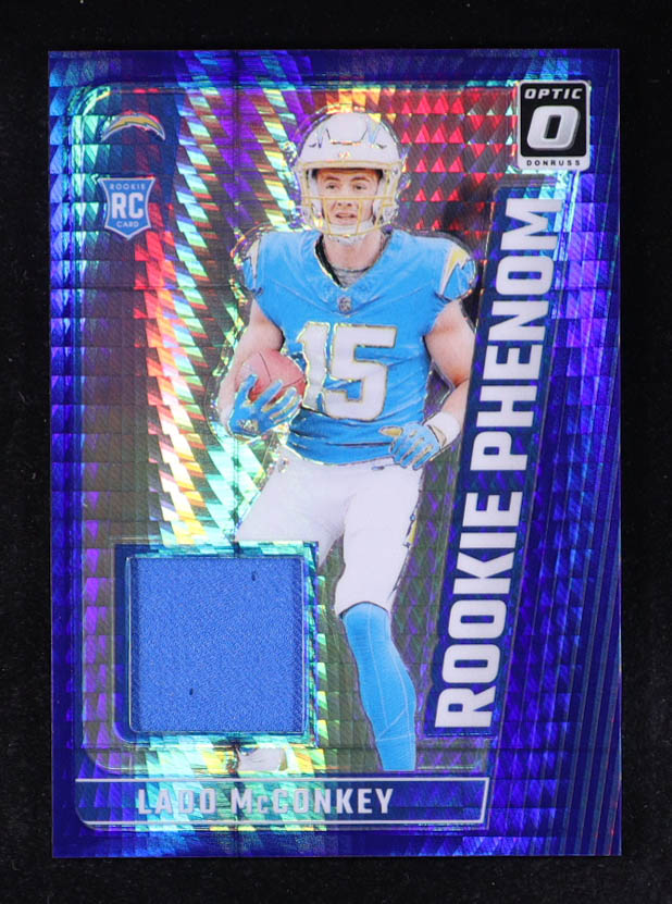Ladd McConkey 2024 Donruss Optic Rookie Phenoms Blue Hyper #24 RC at PristineAuction.com Ladd McConkey 2024 Donruss Optic Rookie Phenoms Blue Hyper #24 RC at PristineAuction.com