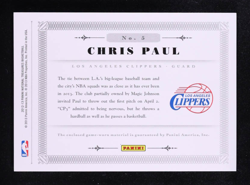 Chris Paul 2012-13 Panini National Treasures Material Treasures #5 #40/49 at PristineAuction.com Chris Paul 2012-13 Panini National Treasures Material Treasures #5 #40/49 at PristineAuction.com