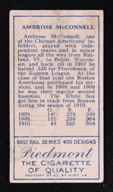 Amby McConnell 1911 T205 Gold Border #128 at PristineAuction.com Amby McConnell 1911 T205 Gold Border #128 at PristineAuction.com