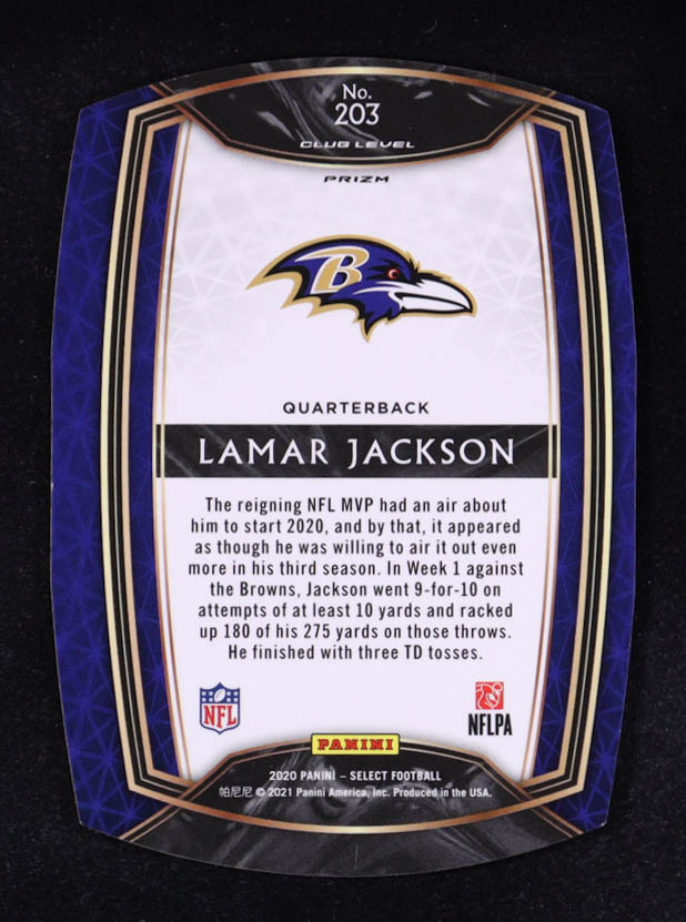 Lamar Jackson 2020 Select Prizm White Die Cut #203 at PristineAuction.com Lamar Jackson 2020 Select Prizm White Die Cut #203 at PristineAuction.com