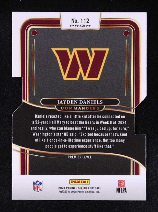 Jayden Daniels 2024 Select Prizm Silver Die Cut #112 RC at PristineAuction.com Jayden Daniels 2024 Select Prizm Silver Die Cut #112 RC at PristineAuction.com