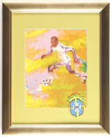 "Pele" Custom Framed Leroy Neiman Art Print Display with CFB Patch at PristineAuction.com
