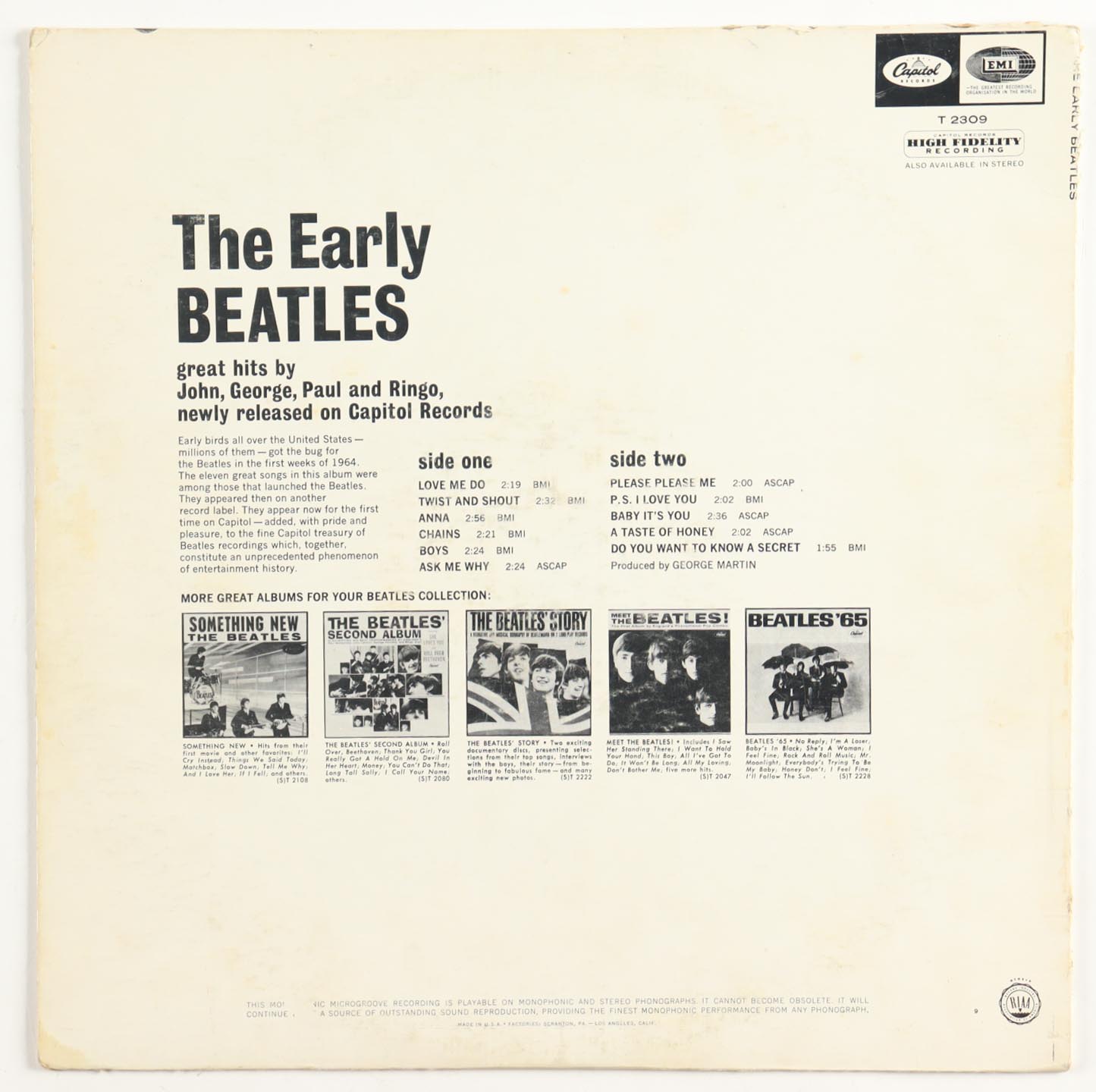 1965 The Beatles "The Early Beatles" Vinyl Record Album at PristineAuction.com 1965 The Beatles "The Early Beatles" Vinyl Record Album at PristineAuction.com
