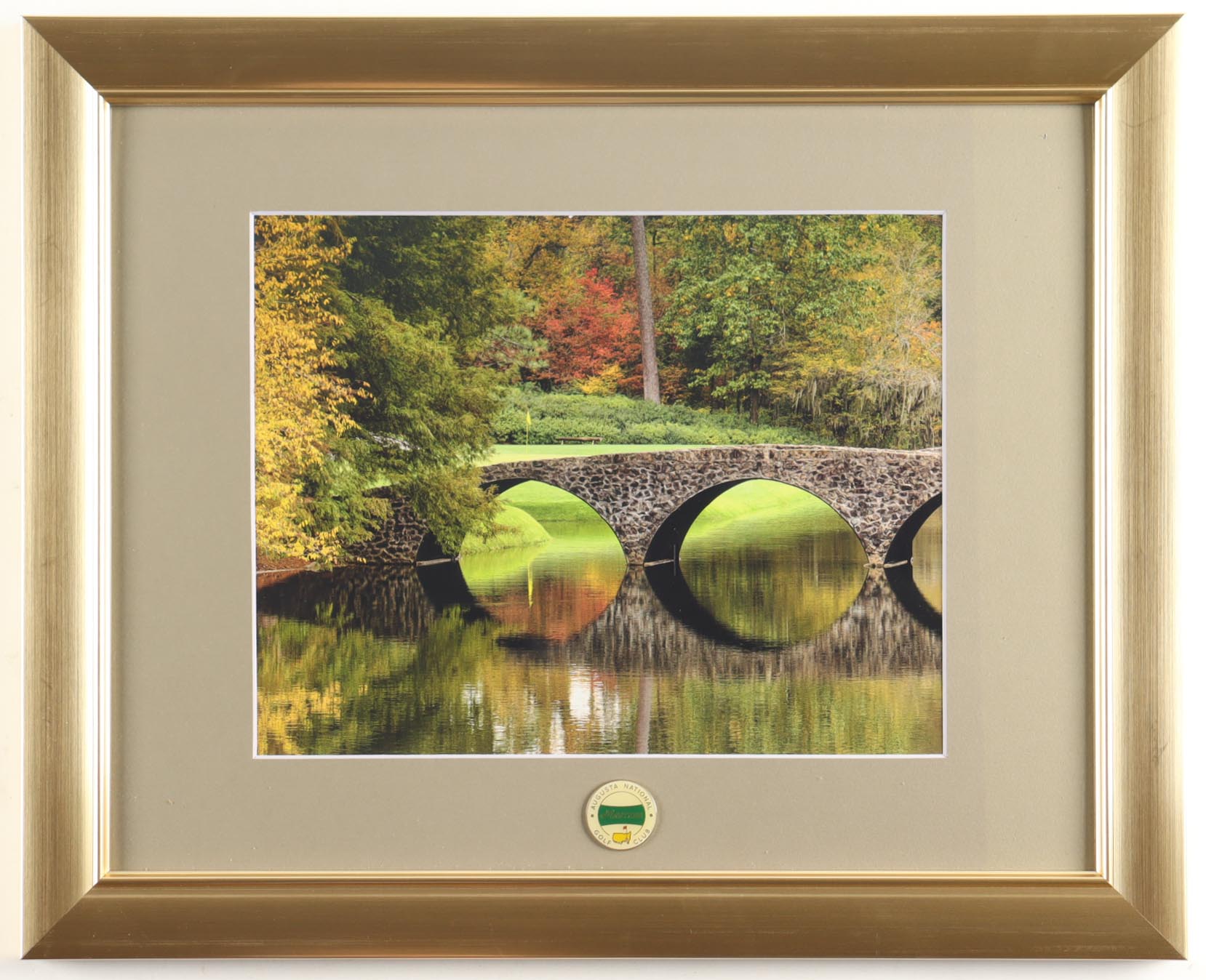 "Augusta National Golf Course" Custom Framed Photo Display with Masters Pin at PristineAuction.com "Augusta National Golf Course" Custom Framed Photo Display with Masters Pin at PristineAuction.com