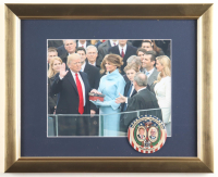 "Donald Trump at the 2017 Presidential Inauguration" Custom Framed Photo Display with 2017 Inauguration Pin at PristineAuction.com