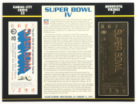 Super Bowl IV Commemorative Score Card with 23KT Gold Ticket Framed Display at PristineAuction.com