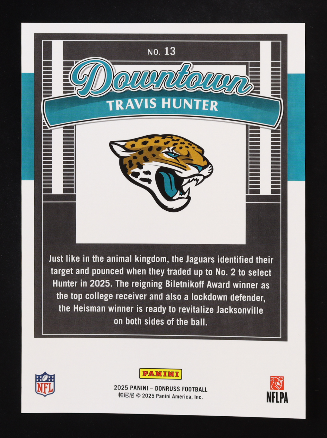 Travis Hunter 2025 Donruss Downtown! Oversize #13 RC at PristineAuction.com Travis Hunter 2025 Donruss Downtown! Oversize #13 RC at PristineAuction.com