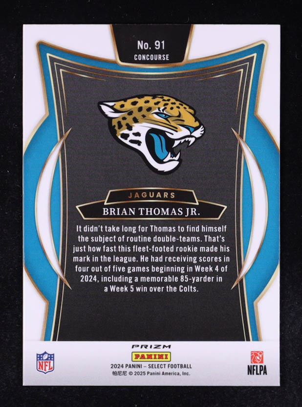 Brian Thomas Jr. 2024 Select Prizm Black and Red Shock #91 RC at PristineAuction.com Brian Thomas Jr. 2024 Select Prizm Black and Red Shock #91 RC at PristineAuction.com