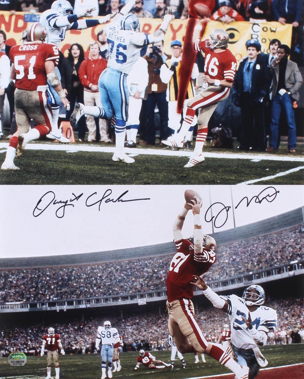 Dwight Clark & Joe Montana Signed 49ers 16x20 Photo (Mounted Memories) at PristineAuction.com Dwight Clark & Joe Montana Signed 49ers 16x20 Photo (Mounted Memories) at PristineAuction.com