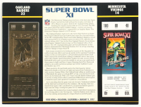 Super Bowl XI Commemorative Score Card with 23KT Gold Ticket Framed Display at PristineAuction.com