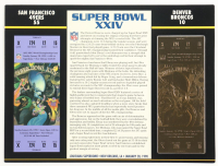 Super Bowl XXIV Commemorative Score Card with 23KT Gold Ticket Framed Display at PristineAuction.com