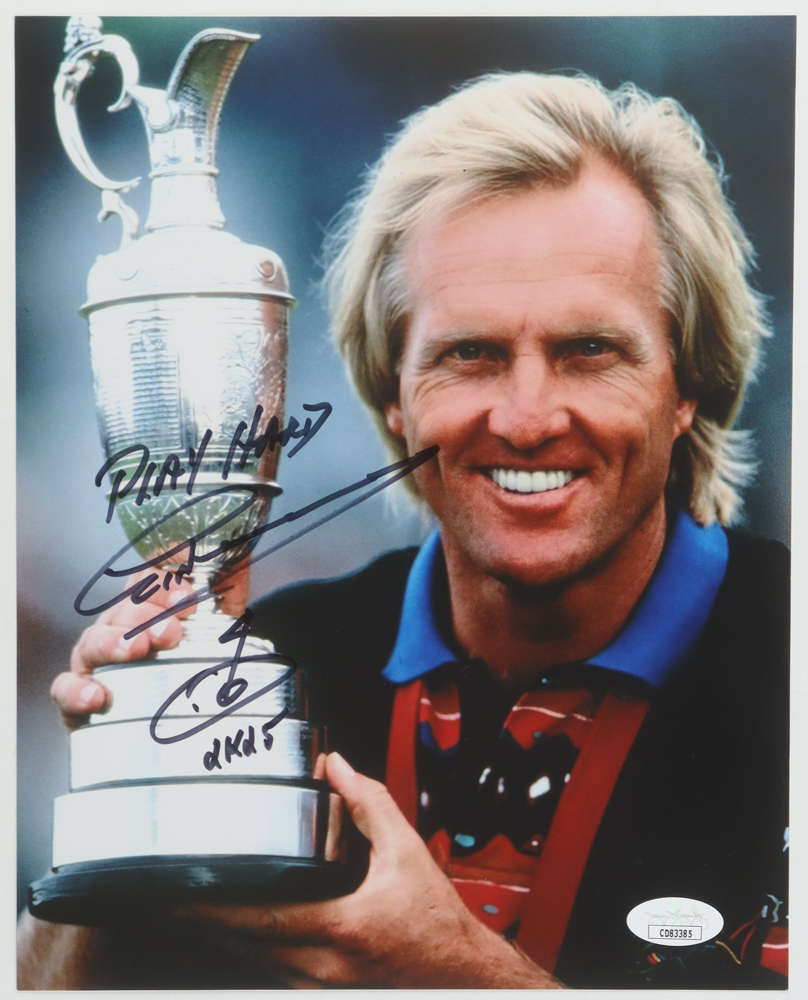 Greg Norman Signed 8x10 Photo Inscribed "2k25" & "Play Hard" with Hand-Drawn Sketch (JSA) at PristineAuction.com Greg Norman Signed 8x10 Photo Inscribed "2k25" & "Play Hard" with Hand-Drawn Sketch (JSA) at PristineAuction.com