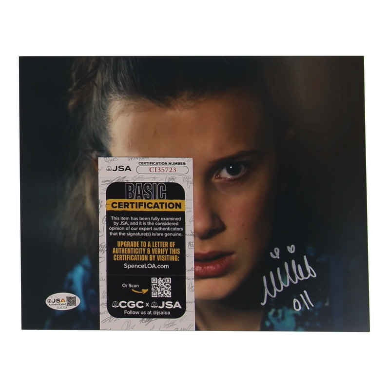 Millie Bobby Brown Signed "Stranger Things" 8x10 Photo Inscribed "011" (JSA) at PristineAuction.com Millie Bobby Brown Signed "Stranger Things" 8x10 Photo Inscribed "011" (JSA) at PristineAuction.com