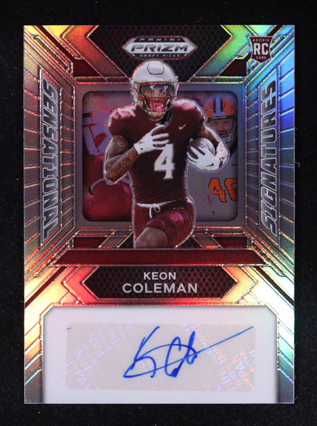 Keon Coleman 2024 Panini Prizm Draft Picks Sensational Signatures Silver #65 RC at PristineAuction.com Keon Coleman 2024 Panini Prizm Draft Picks Sensational Signatures Silver #65 RC at PristineAuction.com