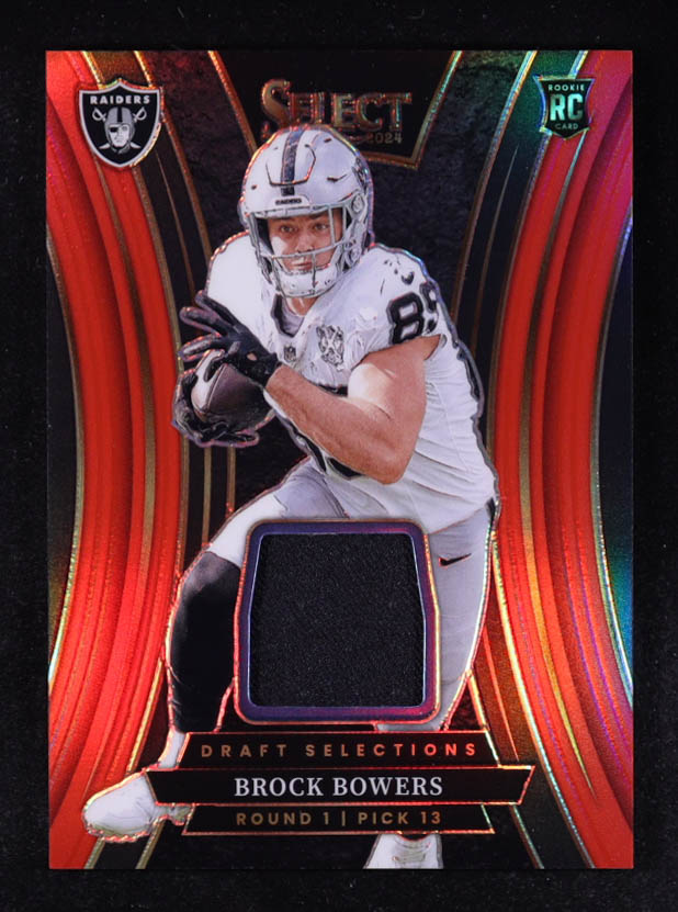 Brock Bowers 2024 Select Draft Selections Memorabilia Prizm Red #8 RC at PristineAuction.com Brock Bowers 2024 Select Draft Selections Memorabilia Prizm Red #8 RC at PristineAuction.com