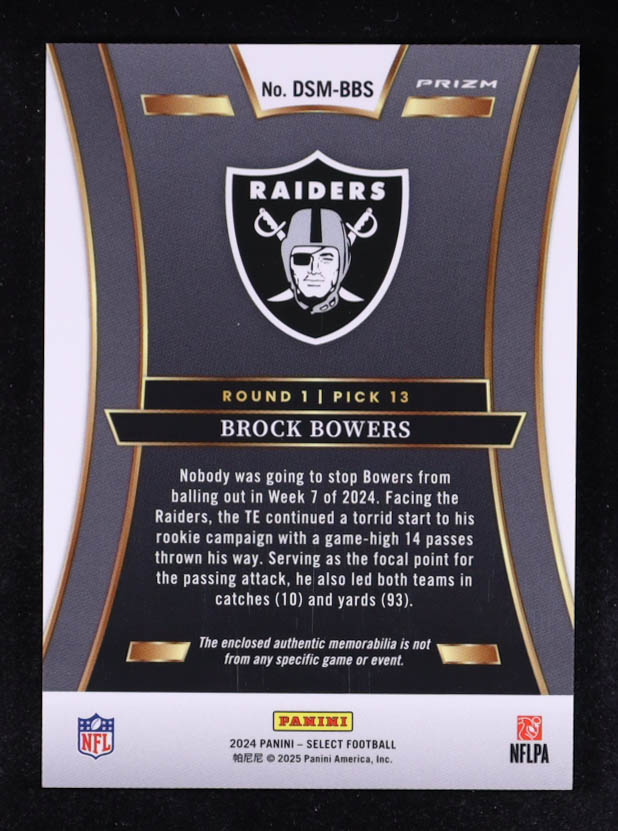 Brock Bowers 2024 Select Draft Selections Memorabilia Prizm Red #8 RC at PristineAuction.com Brock Bowers 2024 Select Draft Selections Memorabilia Prizm Red #8 RC at PristineAuction.com