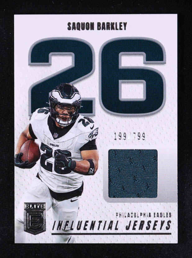 Saquon Barkley 2025 Elite Influential Jerseys #4 #199/799 at PristineAuction.com Saquon Barkley 2025 Elite Influential Jerseys #4 #199/799 at PristineAuction.com
