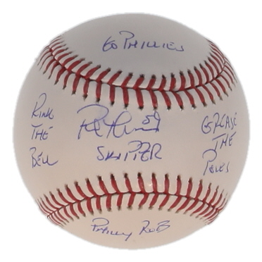 Rob Thomson Signed OML Baseball With Multiple Inscriptions (Beckett) at PristineAuction.com Rob Thomson Signed OML Baseball With Multiple Inscriptions (Beckett) at PristineAuction.com