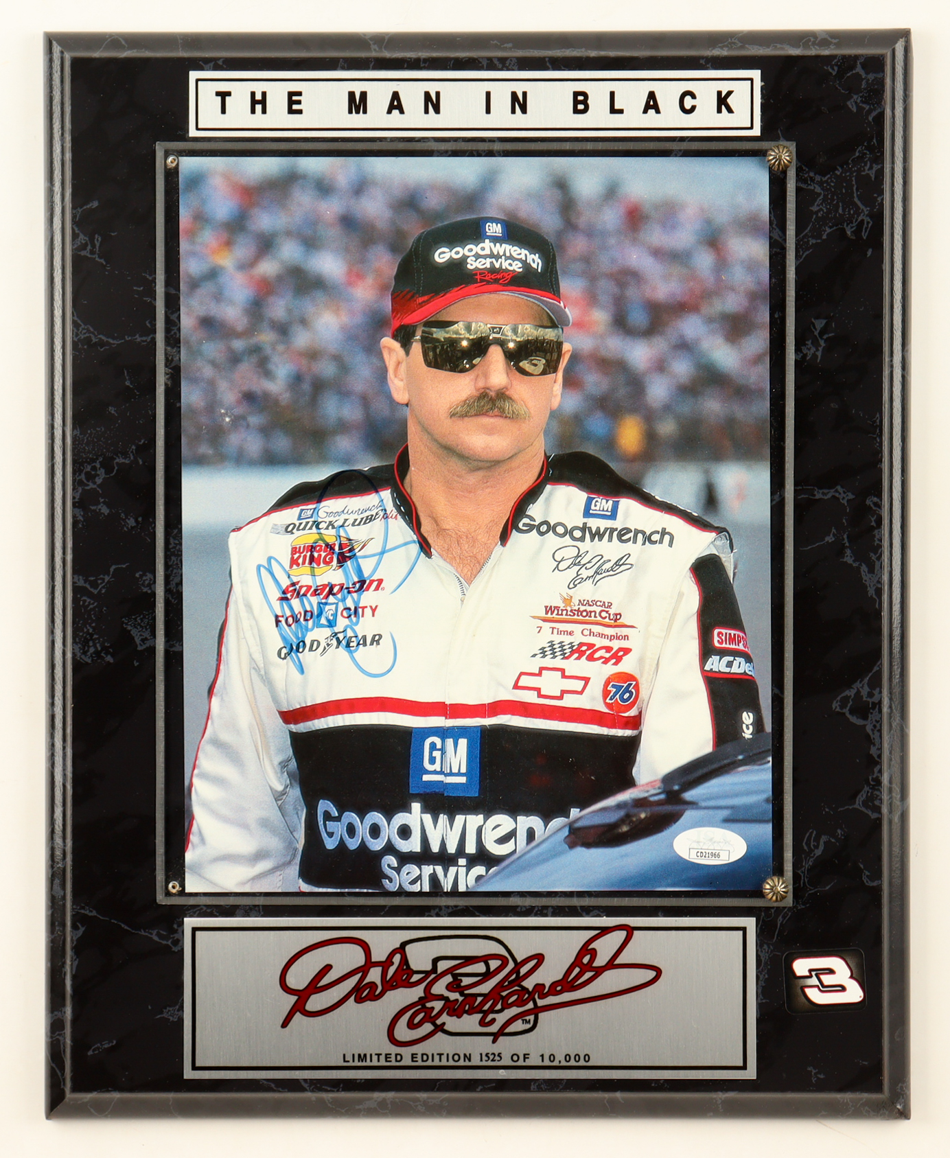 Dale Earnhardt Sr. Signed Custom Photo Display Plaque (JSA) at PristineAuction.com Dale Earnhardt Sr. Signed Custom Photo Display Plaque (JSA) at PristineAuction.com