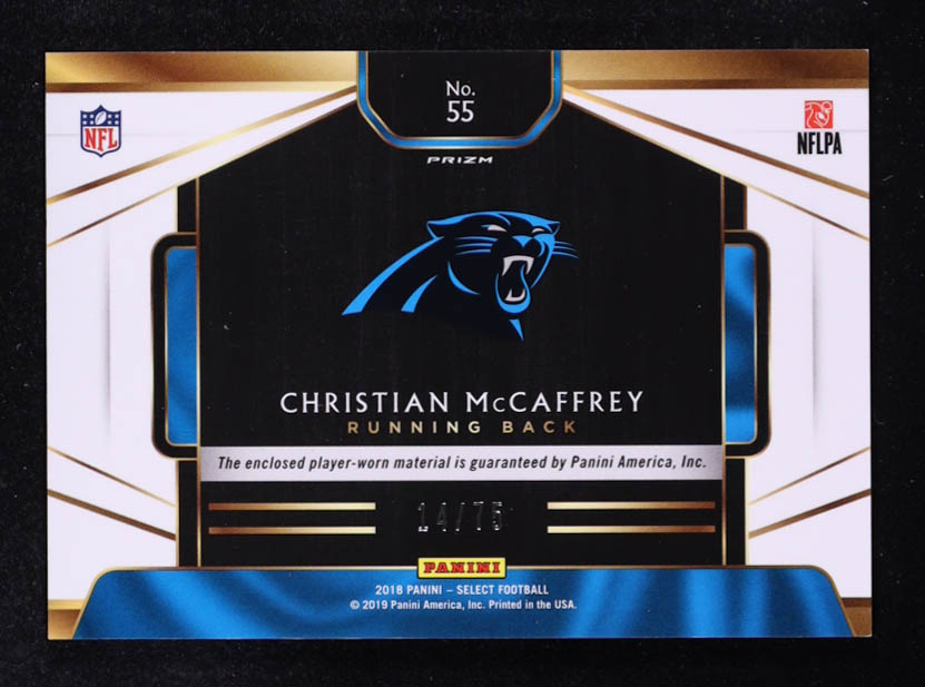 Christian McCaffrey 2018 Select Select Swatches Prizm White #55 #14/75 at PristineAuction.com Christian McCaffrey 2018 Select Select Swatches Prizm White #55 #14/75 at PristineAuction.com