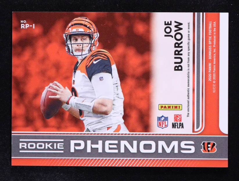 Joe Burrow 2020 Donruss Optic Rookie Phenoms Jerseys Horizontal MEM #RP-1 RC at PristineAuction.com Joe Burrow 2020 Donruss Optic Rookie Phenoms Jerseys Horizontal MEM #RP-1 RC at PristineAuction.com