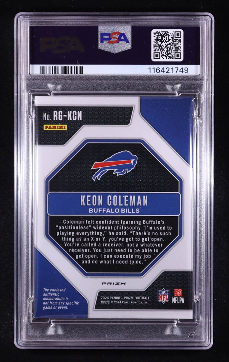 Keon Coleman 2024 Panini Prizm Rookie Gear Neon Green Pulsar #15 RC (PSA 9) at PristineAuction.com Keon Coleman 2024 Panini Prizm Rookie Gear Neon Green Pulsar #15 RC (PSA 9) at PristineAuction.com