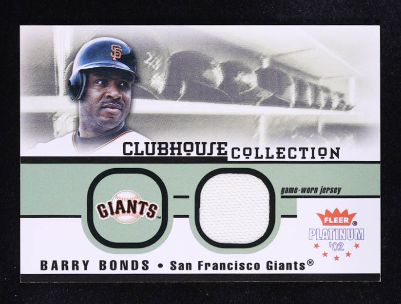 Barry Bonds 2002 Fleer Platinum Clubhouse Memorabilia JSY at PristineAuction.com Barry Bonds 2002 Fleer Platinum Clubhouse Memorabilia JSY at PristineAuction.com