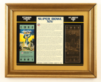 Custom Framed Super Bowl XIV Commemorative Score Card with 23KT Gold Ticket Framed Display at PristineAuction.com