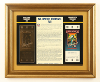 Custom Framed Super Bowl XI Commemorative Score Card with 23KT Gold Ticket Framed Display at PristineAuction.com