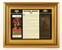 Custom Framed Super Bowl VI Commemorative Score Card with 23KT Gold Ticket Framed Display at PristineAuction.com