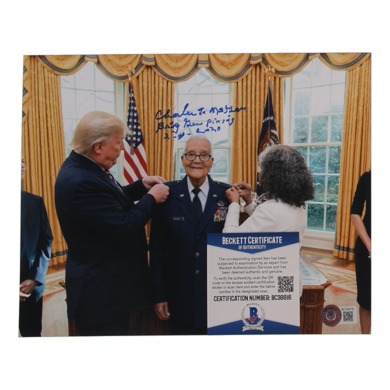 Charles McGee Signed 8x10 Photo Inscribed "Brig. Gen. Pinning 2-4-2020" (Beckett) at PristineAuction.com Charles McGee Signed 8x10 Photo Inscribed "Brig. Gen. Pinning 2-4-2020" (Beckett) at PristineAuction.com