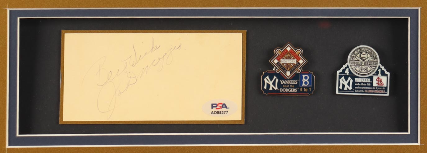 Joe DiMaggio Signed Custom Framed Cut Display with Jersey (PSA) at PristineAuction.com Joe DiMaggio Signed Custom Framed Cut Display with Jersey (PSA) at PristineAuction.com