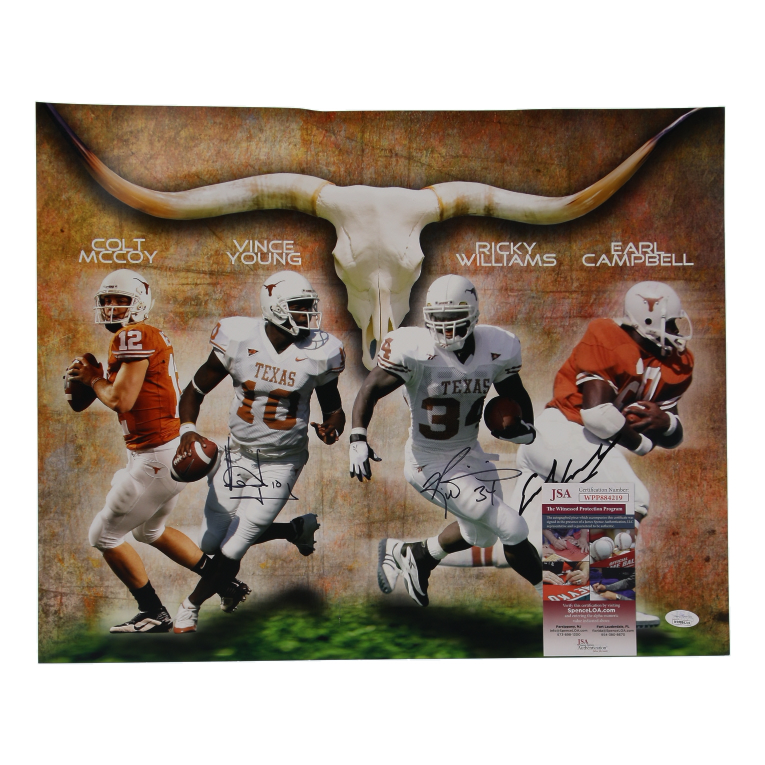Vince Young, Ricky Williams & Earl Campbell Signed Texas Longhorns 16x20 Photo (JSA) at PristineAuction.com Vince Young, Ricky Williams & Earl Campbell Signed Texas Longhorns 16x20 Photo (JSA) at PristineAuction.com