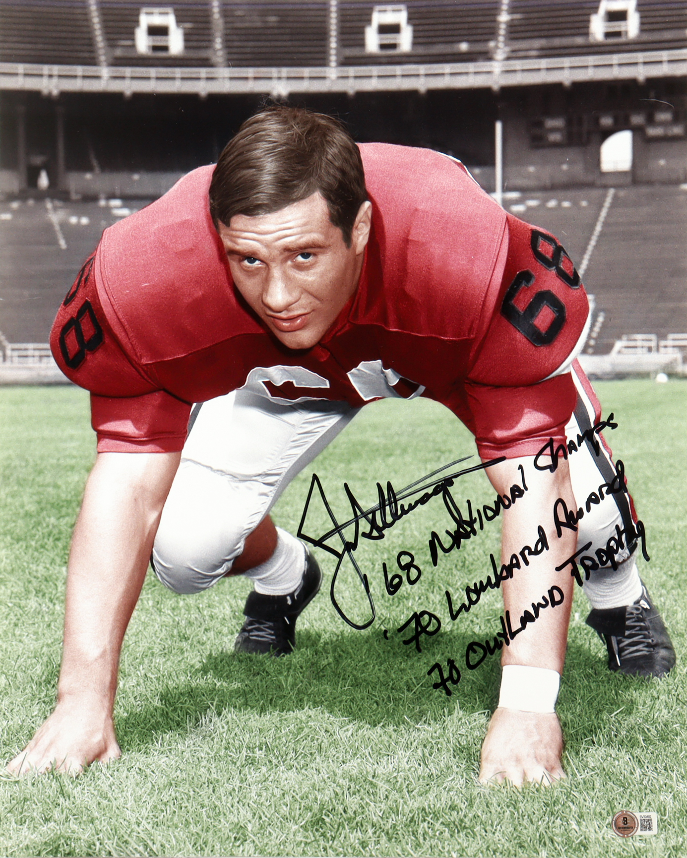 Jim Stillwagon Signed Ohio State Buckeyes 16x20 Photo Inscribed "68 National Champs", "70 Lombard Award", & 70 Outland Trophy" (Beckett) at PristineAuction.com Jim Stillwagon Signed Ohio State Buckeyes 16x20 Photo Inscribed "68 National Champs", "70 Lombard Award", & 70 Outland Trophy" (Beckett) at PristineAuction.com