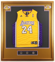 Kobe Bryant Custom Framed Jersey Display with (3) NBA Finals Pins at PristineAuction.com
