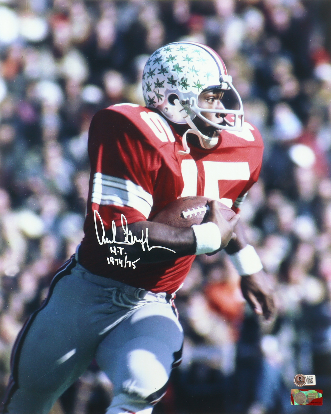 Archie Griffin Signed Ohio State Buckeyes 16x20 Photo Inscribed "H.T. 1974/75" (Beckett) at PristineAuction.com Archie Griffin Signed Ohio State Buckeyes 16x20 Photo Inscribed "H.T. 1974/75" (Beckett) at PristineAuction.com