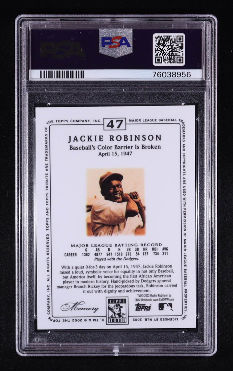 Jackie Robinson 2002 Topps Tribute #47 (PSA 9) at PristineAuction.com Jackie Robinson 2002 Topps Tribute #47 (PSA 9) at PristineAuction.com