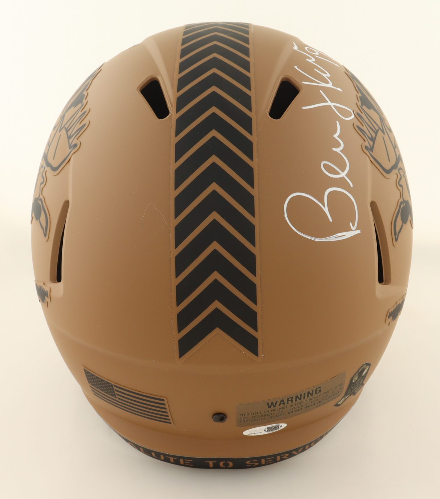 Bernie Kosar Signed Browns Full-Size Salute To Service Alternate Speed Helmet (JSA) at PristineAuction.com Bernie Kosar Signed Browns Full-Size Salute To Service Alternate Speed Helmet (JSA) at PristineAuction.com