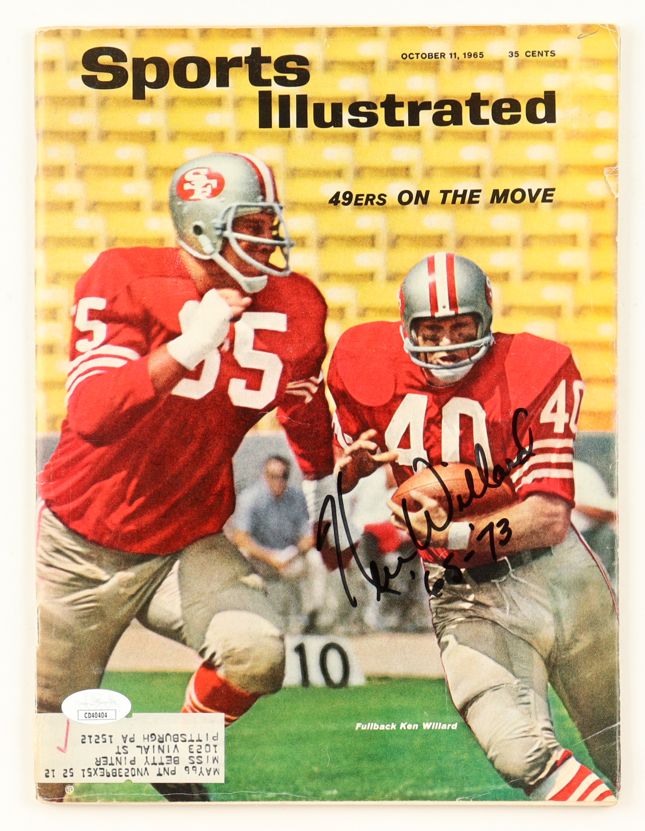 Ken Willard Signed 1965 Sports Illustrated Magazine (JSA) at PristineAuction.com Ken Willard Signed 1965 Sports Illustrated Magazine (JSA) at PristineAuction.com