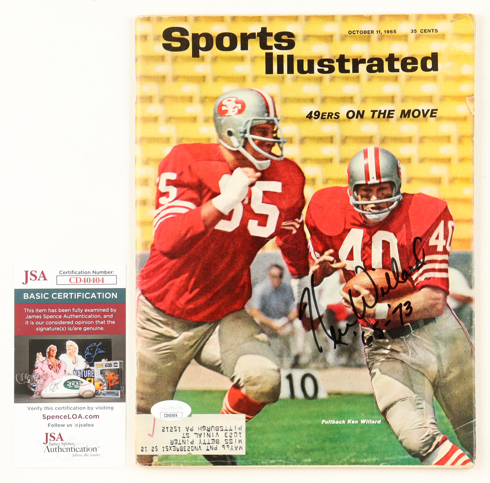 Ken Willard Signed 1965 Sports Illustrated Magazine (JSA) at PristineAuction.com Ken Willard Signed 1965 Sports Illustrated Magazine (JSA) at PristineAuction.com