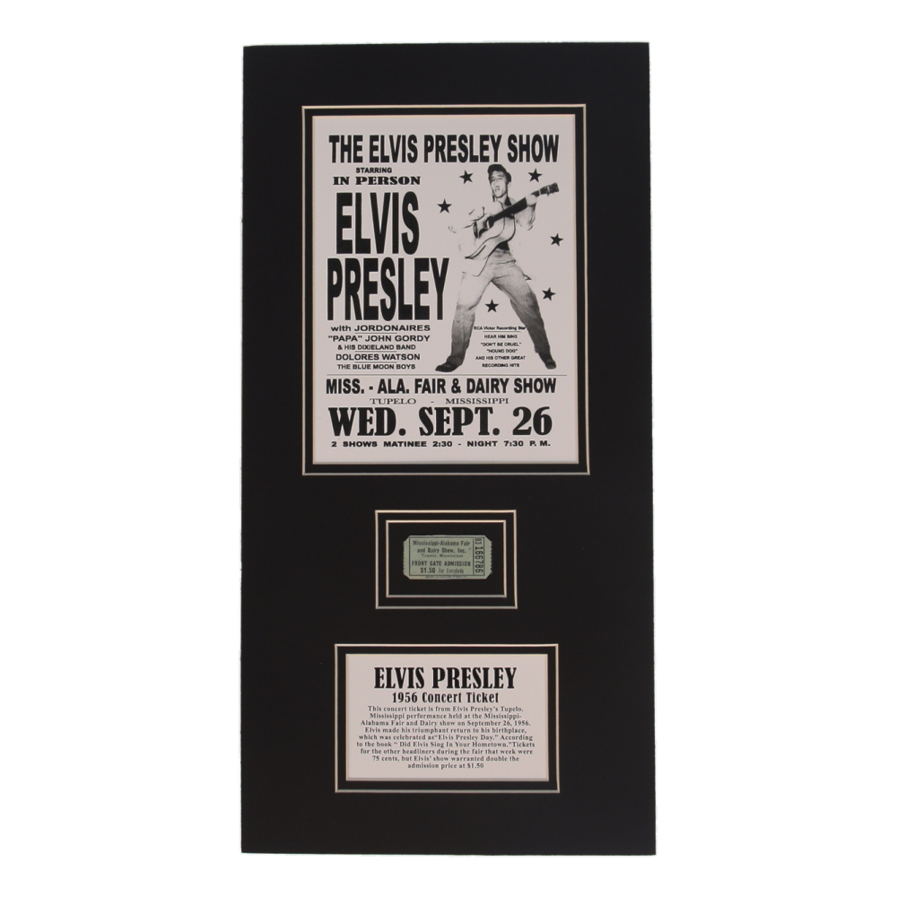 Elvis Presley Custom Matted Original 1956 Concert Ticket Display at PristineAuction.com