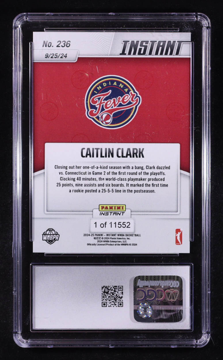 Caitlin Clark 2024 Panini Instant WNBA #236 RC (CGC 10) at PristineAuction.com Caitlin Clark 2024 Panini Instant WNBA #236 RC (CGC 10) at PristineAuction.com