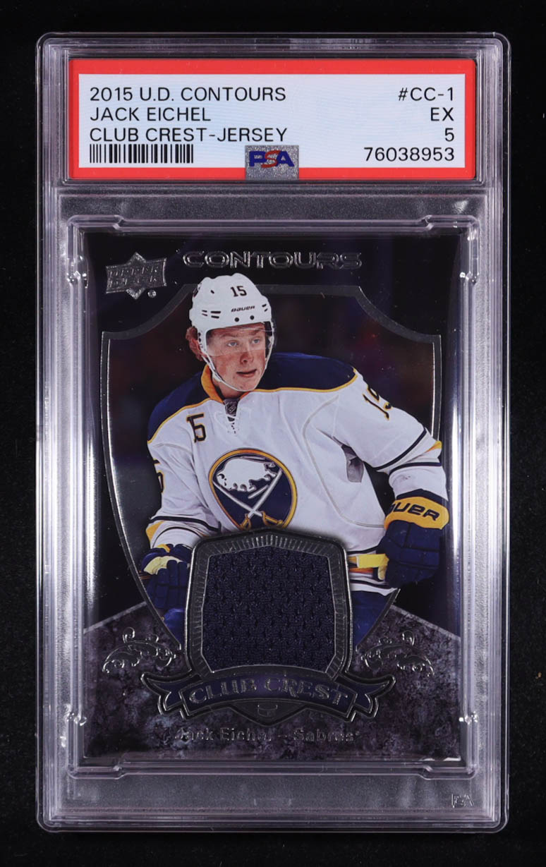 Jack Eichel 2015-16 Upper Deck Contours Club Crest Jerseys #CC1 (PSA 5) at PristineAuction.com Jack Eichel 2015-16 Upper Deck Contours Club Crest Jerseys #CC1 (PSA 5) at PristineAuction.com
